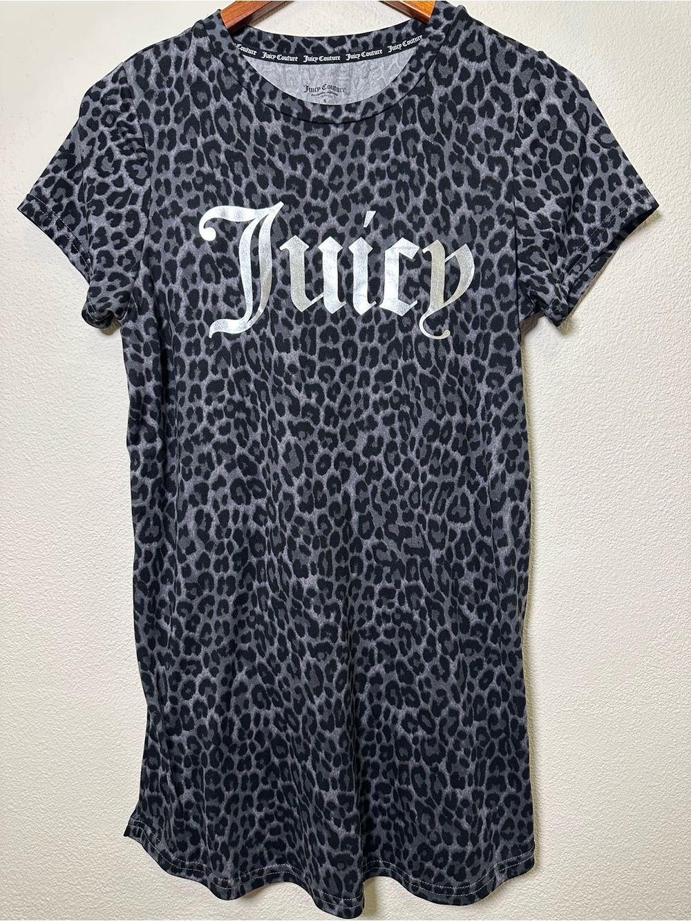 Juicy Couture Black & Gray Leopard Logo Tee Dress